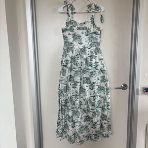 Rachel Zoe Green and White Smocked Dress